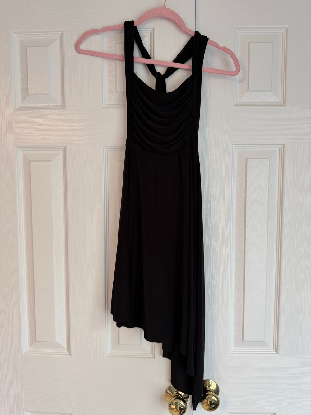 Natalie Dancewear Black Sleeveless Asymmetrical Mini Dress